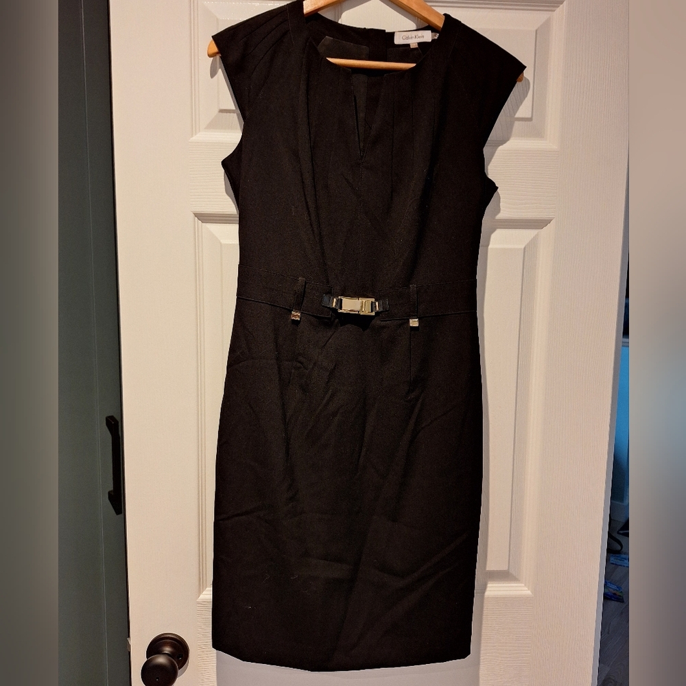 Calvin Klein Black Dress with Gold Buckle